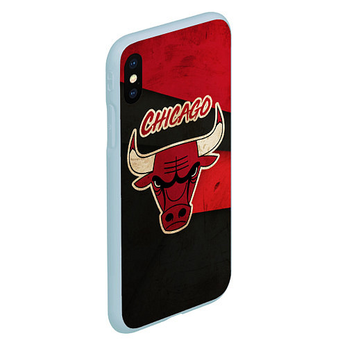 Чехол iPhone XS Max матовый Chicago Bulls: Old Style / 3D-Голубой – фото 2