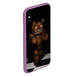 Чехол iPhone XS Max матовый Minecraft: Freddy FNAF, цвет: 3D-фиолетовый — фото 2