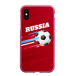 Чехол iPhone XS Max матовый Russia Football, цвет: 3D-малиновый