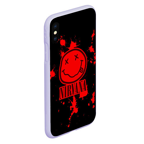 Чехол iPhone XS Max матовый Nirvana: Blooded Smile / 3D-Светло-сиреневый – фото 2