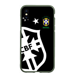 Чехол iPhone XS Max матовый Brazil Team: Exclusive, цвет: 3D-темно-зеленый