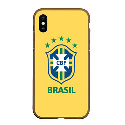 Чехол iPhone XS Max матовый Brazil Team, цвет: 3D-коричневый