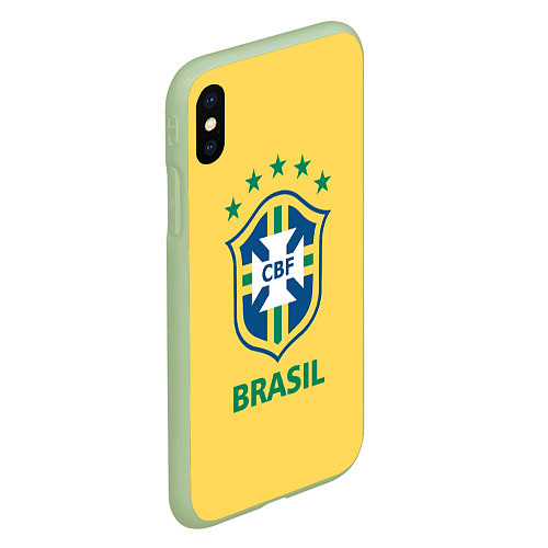 Чехол iPhone XS Max матовый Brazil Team / 3D-Салатовый – фото 2