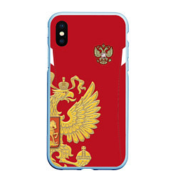 Чехол iPhone XS Max матовый Сборная России: эксклюзив, цвет: 3D-голубой