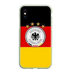 Чехол iPhone XS Max матовый Немецкий футбол, цвет: 3D-салатовый