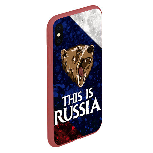 Чехол iPhone XS Max матовый Russia: Roaring Bear / 3D-Красный – фото 2