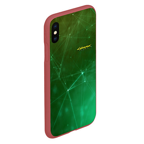 Чехол iPhone XS Max матовый Cyberpunk 2077: Green Network / 3D-Красный – фото 2