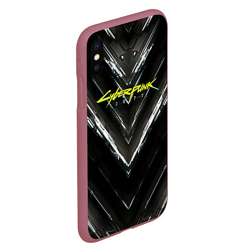 Чехол iPhone XS Max матовый Cyberpunk 2077 / 3D-Малиновый – фото 2