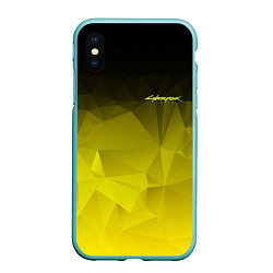 Чехол iPhone XS Max матовый Cyberpunk 2077: Yellow Poly, цвет: 3D-мятный