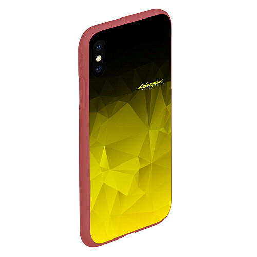 Чехол iPhone XS Max матовый Cyberpunk 2077: Yellow Poly / 3D-Красный – фото 2