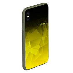 Чехол iPhone XS Max матовый Cyberpunk 2077: Yellow Poly, цвет: 3D-темно-зеленый — фото 2