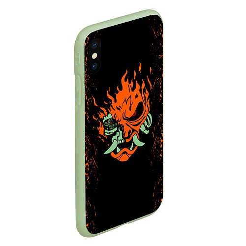 Чехол iPhone XS Max матовый Cyberpunk 2077: SAMURAI / 3D-Салатовый – фото 2