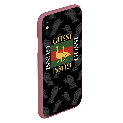 Чехол iPhone XS Max матовый GUSSI Style / 3D-Малиновый – фото 2