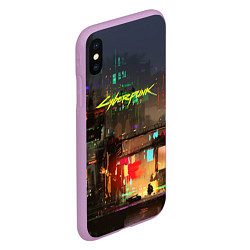 Чехол iPhone XS Max матовый Cyberpunk 2077: Night City, цвет: 3D-сиреневый — фото 2