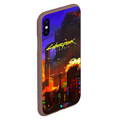 Чехол iPhone XS Max матовый Cyberpunk 2077: Night City, цвет: 3D-коричневый — фото 2