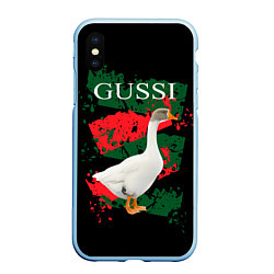 Чехол iPhone XS Max матовый GUSSI Hype, цвет: 3D-голубой