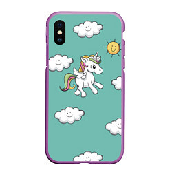 Чехол iPhone XS Max матовый Unicorns Love, цвет: 3D-фиолетовый