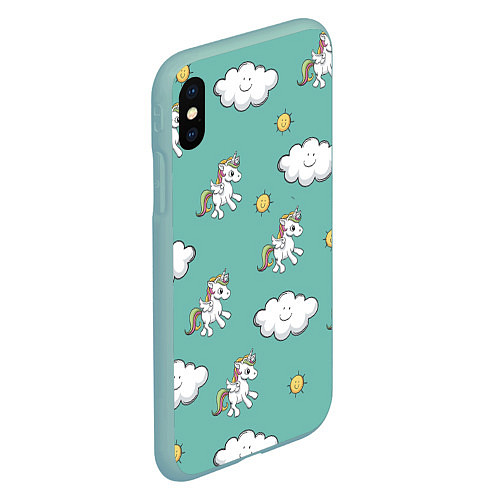 Чехол iPhone XS Max матовый Love of Unicorns / 3D-Мятный – фото 2