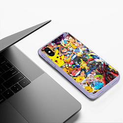 Чехол iPhone XS Max матовый Pokemon Bombing, цвет: 3D-светло-сиреневый — фото 2