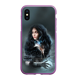 Чехол iPhone XS Max матовый The Witcher 3: Magical Woman, цвет: 3D-фиолетовый