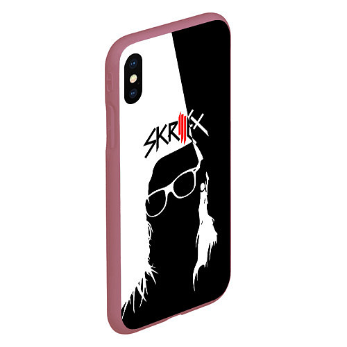 Чехол iPhone XS Max матовый Skrillex: Black & White / 3D-Малиновый – фото 2