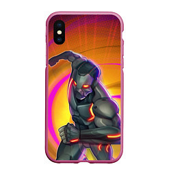 Чехол iPhone XS Max матовый Fortnite Omega, цвет: 3D-малиновый