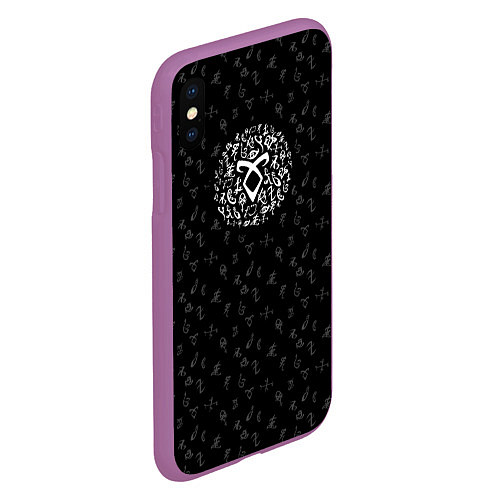 Чехол iPhone XS Max матовый Dark Runes / 3D-Фиолетовый – фото 2