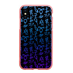 Чехол iPhone XS Max матовый Blue Runes, цвет: 3D-баблгам