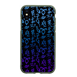 Чехол iPhone XS Max матовый Blue Runes, цвет: 3D-темно-зеленый
