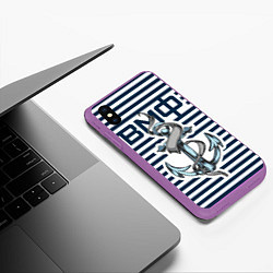 Чехол iPhone XS Max матовый Якорь ВМФ, цвет: 3D-фиолетовый — фото 2