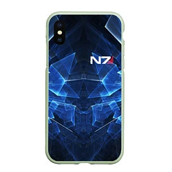 Чехол iPhone XS Max матовый Mass Effect: Blue Armor N7, цвет: 3D-салатовый