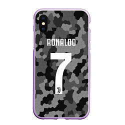 Чехол iPhone XS Max матовый Ronaldo 7: Camo Sport, цвет: 3D-сиреневый