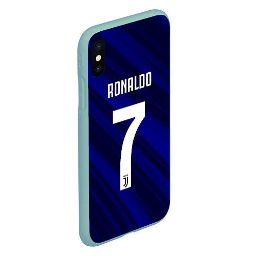 Чехол iPhone XS Max матовый Ronaldo 7: Blue Sport / 3D-Мятный – фото 2