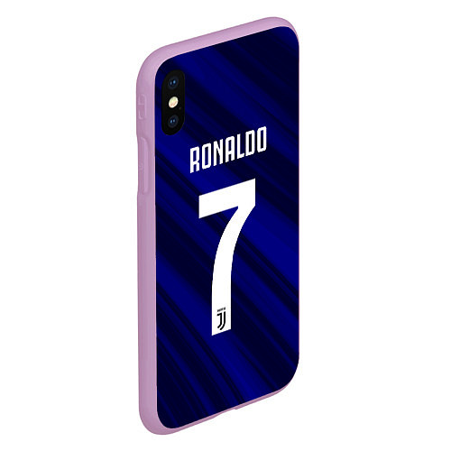 Чехол iPhone XS Max матовый Ronaldo 7: Blue Sport / 3D-Сиреневый – фото 2