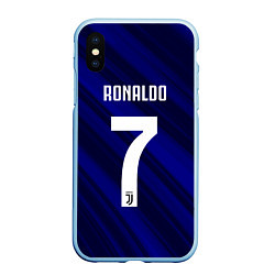 Чехол iPhone XS Max матовый Ronaldo 7: Blue Sport, цвет: 3D-голубой