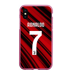 Чехол iPhone XS Max матовый Ronaldo 7: Red Sport, цвет: 3D-малиновый