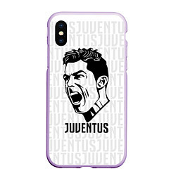 Чехол iPhone XS Max матовый Juve Ronaldo, цвет: 3D-сиреневый