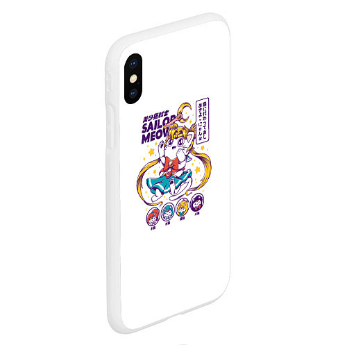 Чехол iPhone XS Max матовый Sailor Meow / 3D-Белый – фото 2