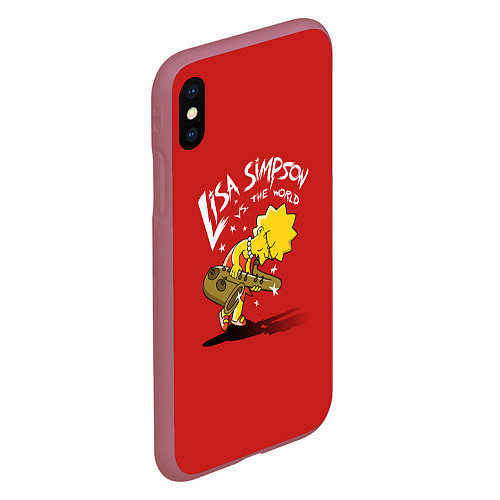 Чехол iPhone XS Max матовый Lisa Simpson / 3D-Малиновый – фото 2