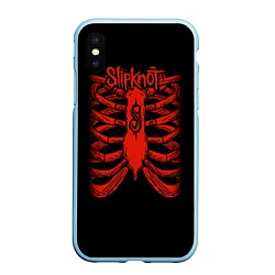 Чехол iPhone XS Max матовый Slipknot Skeleton, цвет: 3D-голубой