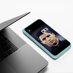 Чехол iPhone XS Max матовый RONALDO CR7, цвет: 3D-мятный — фото 2