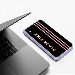 Чехол iPhone XS Max матовый Black Pink, цвет: 3D-светло-сиреневый — фото 2