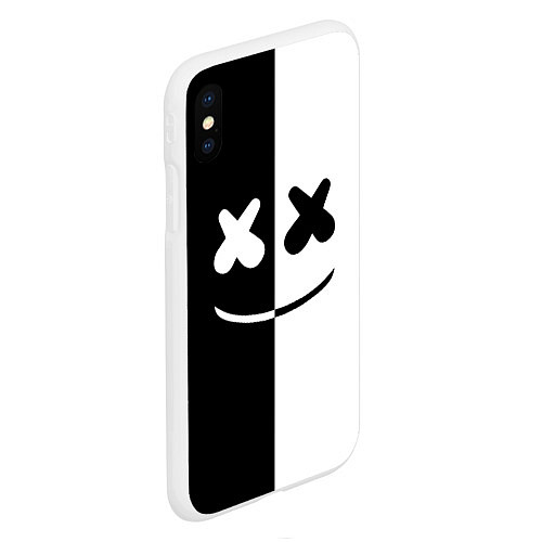Чехол iPhone XS Max матовый Marshmello: Black & White / 3D-Белый – фото 2