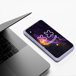 Чехол iPhone XS Max матовый Marshmello: Neon Space, цвет: 3D-светло-сиреневый — фото 2