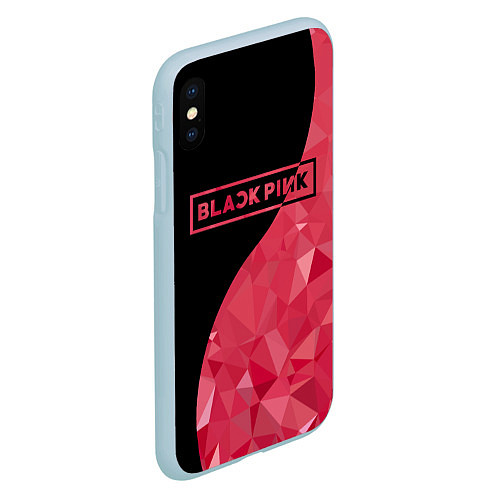 Чехол iPhone XS Max матовый Black Pink: Pink Polygons / 3D-Голубой – фото 2