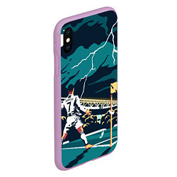 Чехол iPhone XS Max матовый Ronaldo lightning, цвет: 3D-сиреневый — фото 2