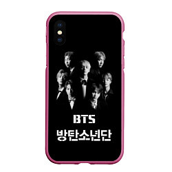 Чехол iPhone XS Max матовый BTS Group, цвет: 3D-малиновый