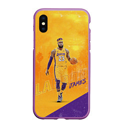 Чехол iPhone XS Max матовый LeBron James: NBA Star, цвет: 3D-фиолетовый