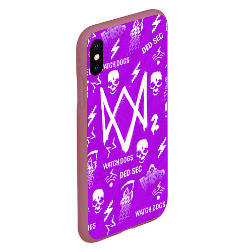 Чехол iPhone XS Max матовый Watch Dogs 2: Violet Pattern / 3D-Малиновый – фото 2