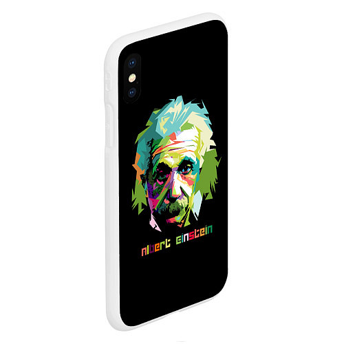 Чехол iPhone XS Max матовый Albert Einstein / 3D-Белый – фото 2